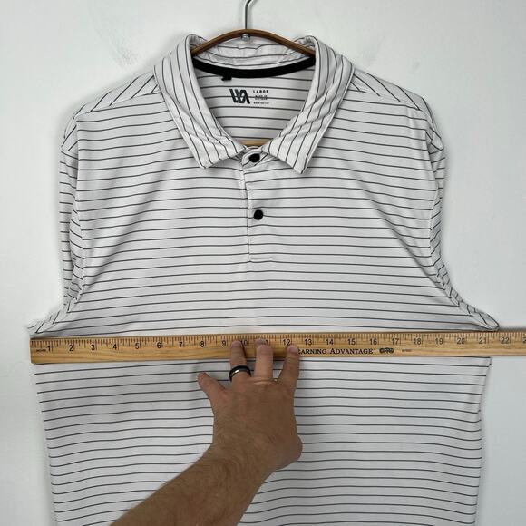VRST Polo Shirt Mens Size Large Golf Breathable Performance White Striped Office - Picture 5 of 8